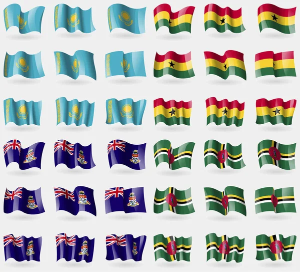 Kazajstán Ghana Islas Caimán Dominica Conjunto Banderas Los Países Del — Foto de Stock