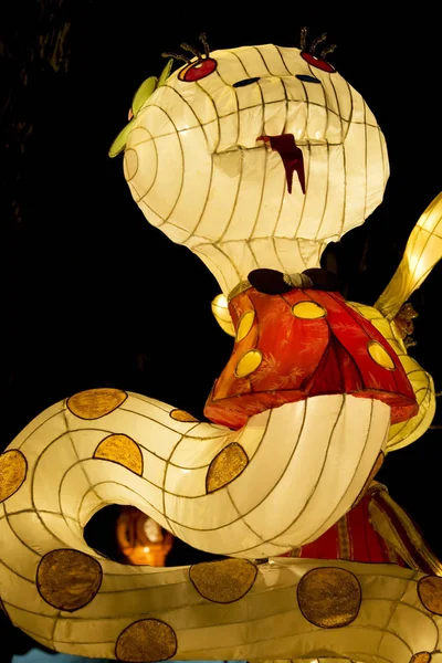 Imagem Uma Lanterna Zodíaco Animal Chinês Retratando Uma Cobra Vista — Fotografia de Stock