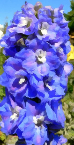 Μια Ομάδα Από Μπλε Λουλούδια Που Απολαμβάνουν Τον Ήλιο — Φωτογραφία Αρχείου
