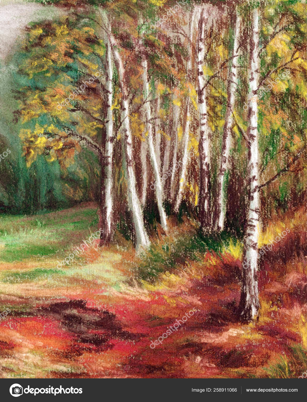 Picture Landscape Autumn Forest Hand Draw Drawing Pastel Cardboard Stock Photo C Yayimages Picture Landscape Autumn Forest Hand Draw Drawing Pastel Cardboard Stock Photo C Yayimages