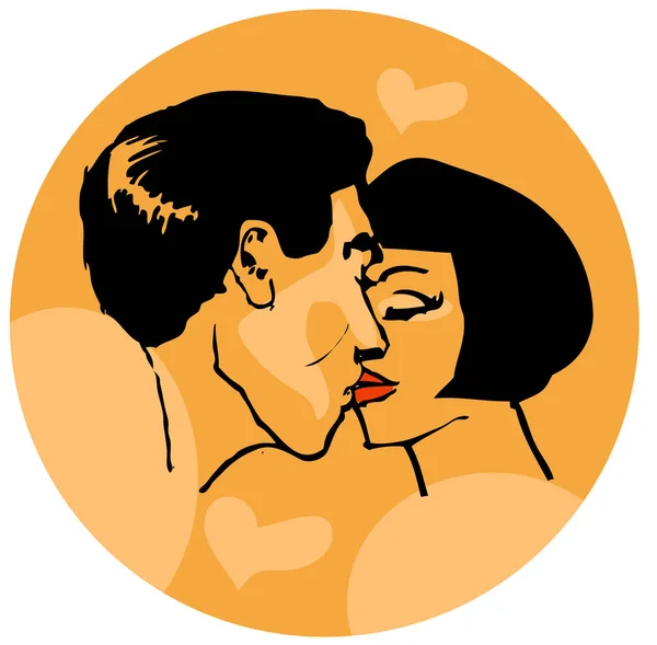 Kissing Man Woman Couple Love Pop Art Vector Illustration — Stock Photo, Image