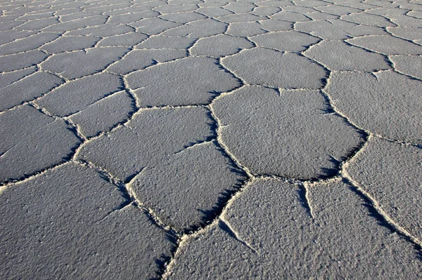 Salar Uyuni Sóstó Szerkezet Világ Legnagyobb Sós Lapos Határán Bolívia — Stock Fotó