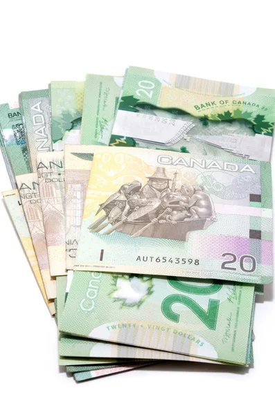 Serie Veinte Dólares Canadienses Doblado Camino Asiático — Foto de Stock