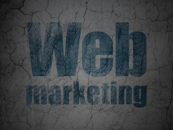 Webbdesign Koncept Blue Web Marketing Grunge Texturerat Betongvägg Bakgrund — Stockfoto