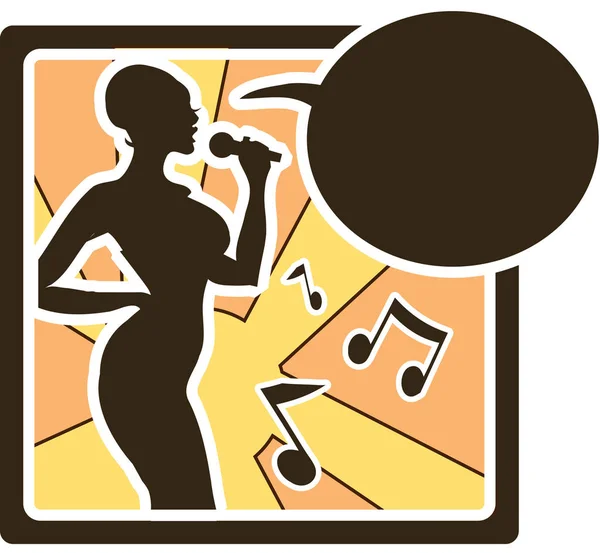 Karaoke Kobieta Logo Wektor Śpiewać Piosenki Muzyka Sylwetka Ikony Znak — Zdjęcie stockowe