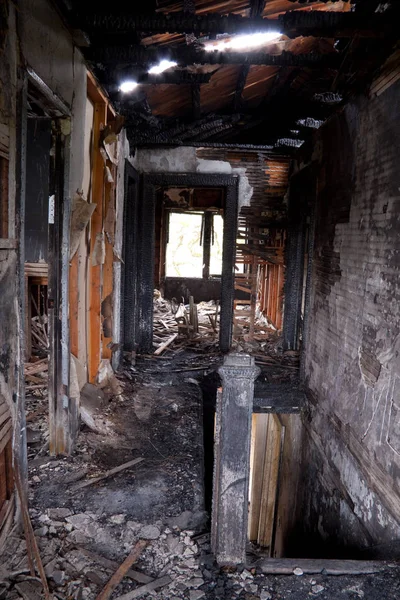 Imagens Detalhadas Uma Casa Que Foi Abandonada Após Grande Incêndio — Fotografia de Stock