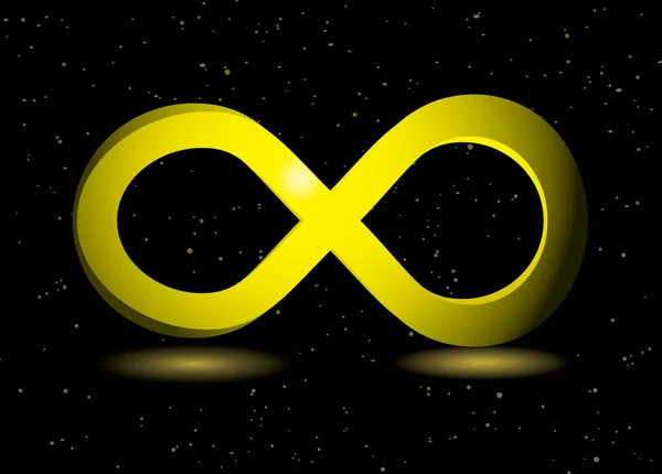 Символ Золотой Бесконечности Черном Фоне Сверкающей Пыли — стоковое фото