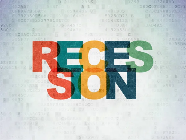 Finance Koncept Målade Multicolor Text Recession Digital Data Papper Bakgrund — Stockfoto