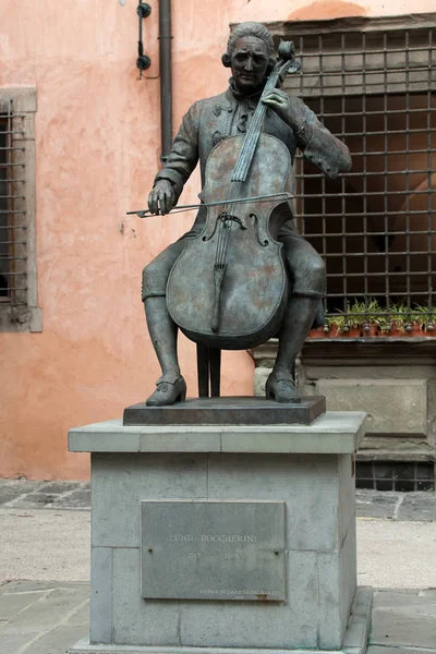 Bronsstaty Puccini Lucca Italien Nära Huset Där Han Föddes — Stockfoto