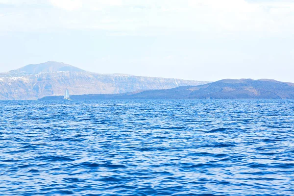 Európa Hajó Görögország Santorini Island House Sziklák — Stock Fotó