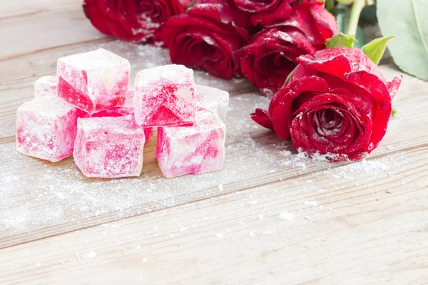 Deliciosa Delicia Turca Con Sabor Flor Rosa —  Fotos de Stock