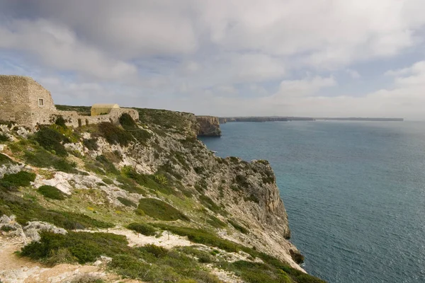 Cerca Del Cabo San Vicente Algarve Fortaleza Beliche Domina Océano —  Fotos de Stock