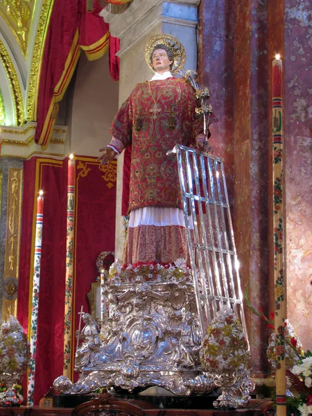 Statue Saint Lawrence Vittoriosa Malta — Stock Photo, Image
