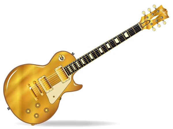 Guitarra Rock Roll Definitiva Tapa Dorada Aislada Sobre Fondo Blanco — Foto de Stock