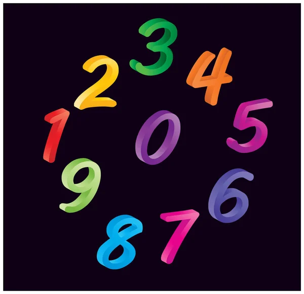 Conjunto Coloridos Números Dibujos Animados Dígitos Divertida Alegre Ilustración Para —  Fotos de Stock