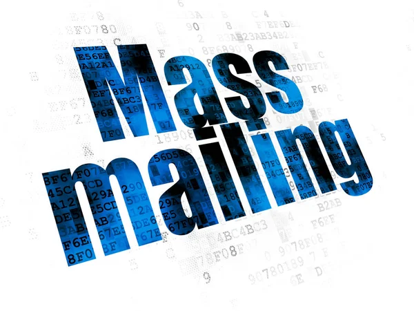 Koncepcja Marketingowa Pixelated Niebieski Tekst Mass Mailing Tle Cyfrowym — Zdjęcie stockowe