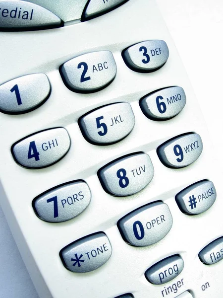 Närbild Sladdlös Telefon Som Visar Numerisk Knappsats — Stockfoto