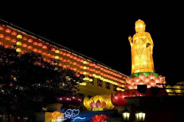 Noc Obraz Chińskiego Nowego Roku Latarnie Dong Zen Chinese Temple — Zdjęcie stockowe