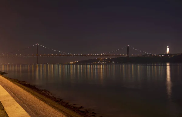 Lisbon Ponte Avril Sur Tage Lisbonne Soir — Photo