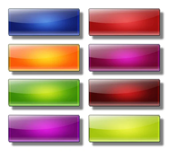 Bouton Ensemble Verre Brillant Coloré Boutons Web Rectangle Grand — Photo