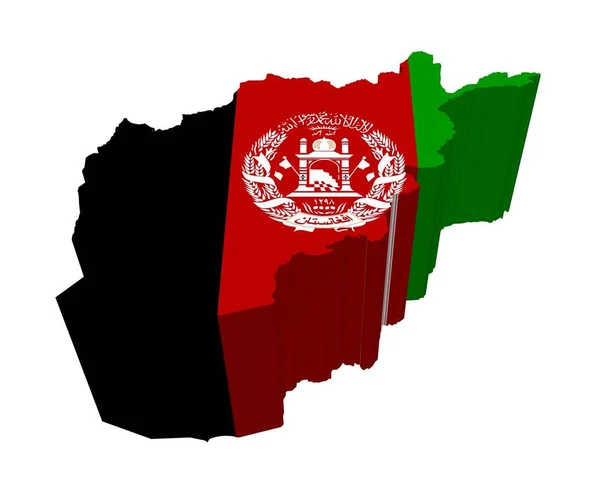 Kaart Vlag Van Afghanistan Witte Achtergrond — Stockfoto