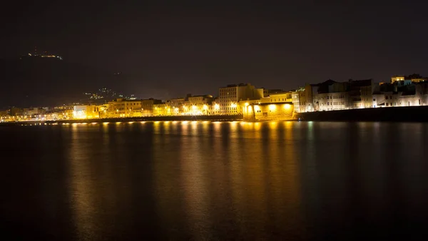 Vista Nocturna Del Mar Costa Trapani Sicilia Italia — Foto de Stock