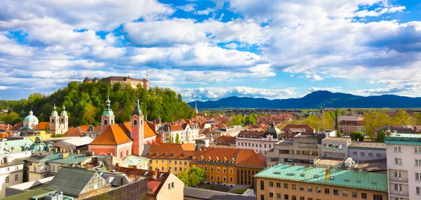 Panorama Der Slowenischen Hauptstadt Ljubljana Bei Sonnenuntergang — Stockfoto