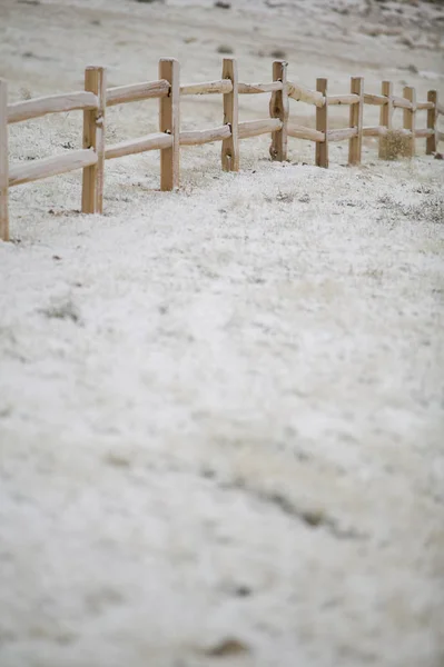 New Cedar Split Rail Fence Shot Winter Morning Sunless Sky — Stock Photo, Image