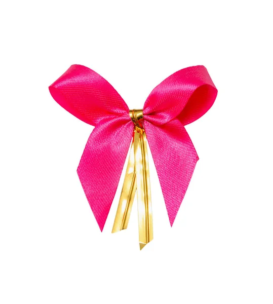 Roze Cadeau Lint Bow Geïsoleerde Witte Achtergrond Met Knippen Pad — Stockfoto