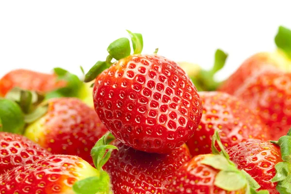 Saftige Erdbeeren Isoliert Auf Weiß — Stockfoto