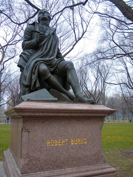 Sculpture Robert Burns Central Park Nyc — Stock Photo, Image