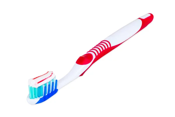 Toothbrush Toothpaste Isolated White Background Clipping Path — Stock Photo, Image