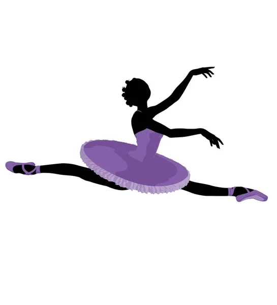 Silhouette Della Ballerina Afroamericana Sfondo Bianco — Foto Stock