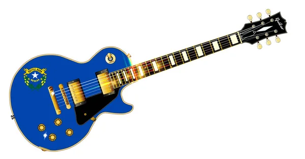 Guitarra Rock Roll Definitiva Con Bandera Del Sello Del Estado — Foto de Stock