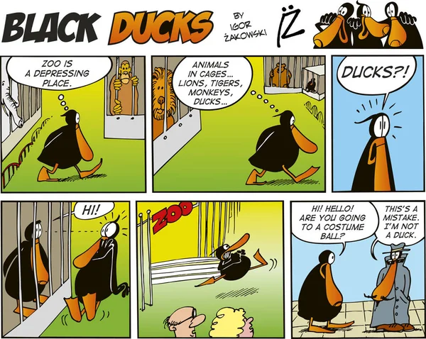 Black Ducks Comic Strip Episode — Stock Photo, Image
