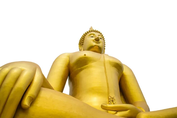 Una Gran Estatua Buda Sobre Fondo Blanco Aislar — Foto de Stock
