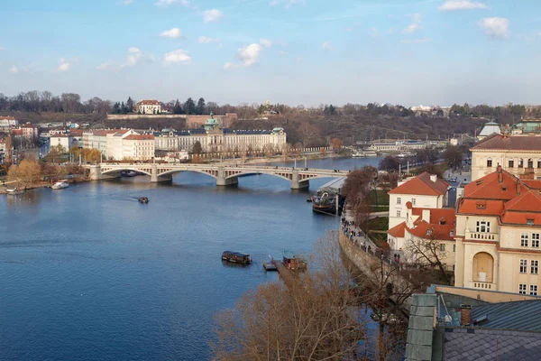 Prague République Tchèque Décembre 2015 Vue Dessus Rivière Vltava Long — Photo