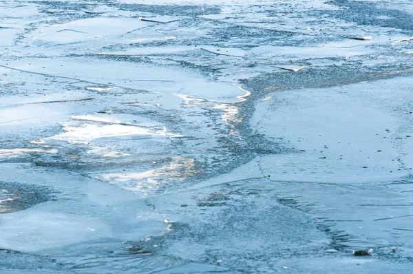 Заморожений Лід Озері Взимку Тече Вода — стокове фото