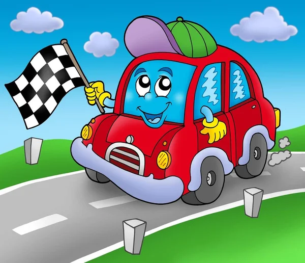 Wyścig Samochodowy Rozrusznik Ilustracji Kolor Drogi — Zdjęcie stockowe