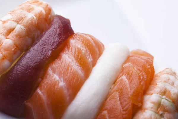 Rollos Mariscos Sushi Japoneses Con Arroz — Foto de Stock