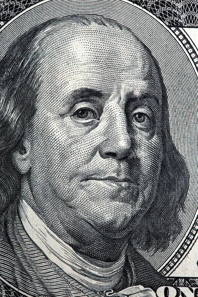 Benjamin Franklin Een Portret Met 100 Dollar — Stockfoto