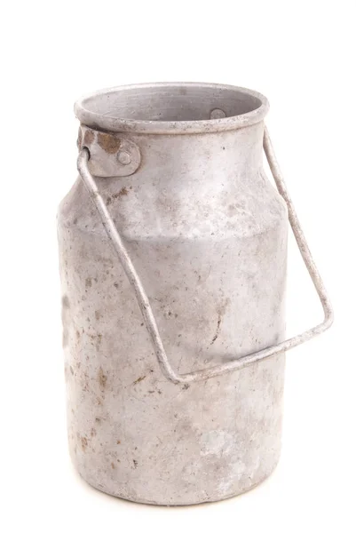 Вінтажний Алюмінієвий Барабан Молока Ізольований Білому — стокове фото