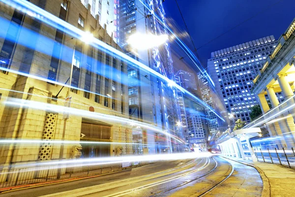 Hong Kong Cidade Moderna Tráfego Alta Velocidade Trilhas Luz Turva — Fotografia de Stock