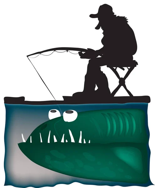 Pescador Ilustración Del Vector Color — Foto de Stock