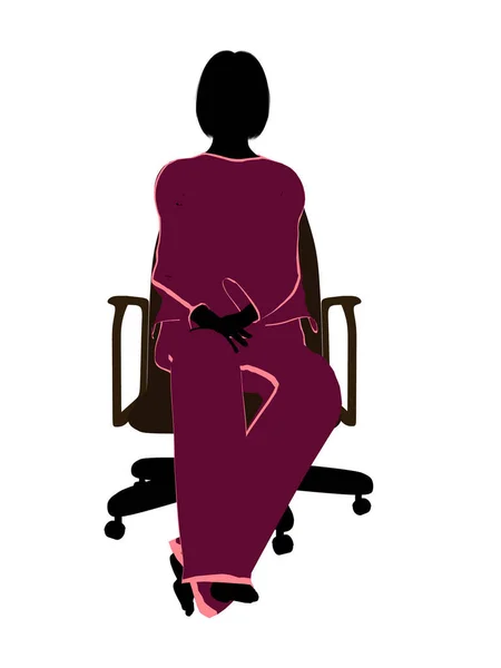 Frau Schlafanzug Sitzt Einem Stuhl Illustration Silhouette Auf Weißem Hintergrund — Stockfoto
