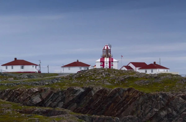 Маяк Окружающие Красные Белые Здания Мысе Бонависта Ньюфаундленд Лабрадор Канада — стоковое фото