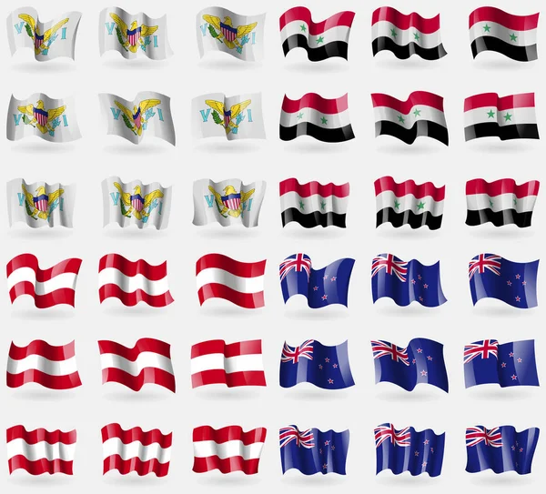 Virginislandsus Siria Austria Nueva Zelanda Conjunto Banderas Los Países Del — Foto de Stock