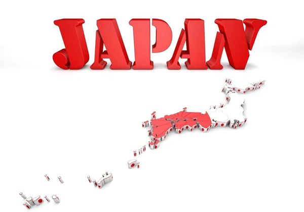 Mapa Japón Con Bandera Escudo Armas —  Fotos de Stock