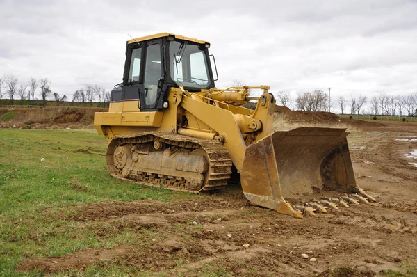 Bulldozer Amarelo Local Construção — Fotografia de Stock