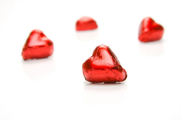 Σοκολάτες Αγάπης Καρδιές Απομονώνονται Λευκό Φόντο — Φωτογραφία Αρχείου